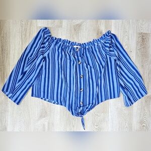 3XL Off Shoulder Button Down Blouse